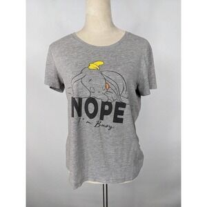 Disney Baby Dumbo Nope Tee Grey Medium Short Sleeve Round Neck I'm Busy